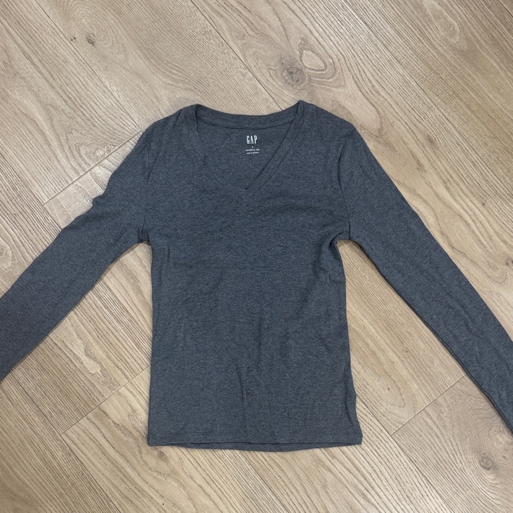 GAP Charcoal V-Neck Long Sleeve Top